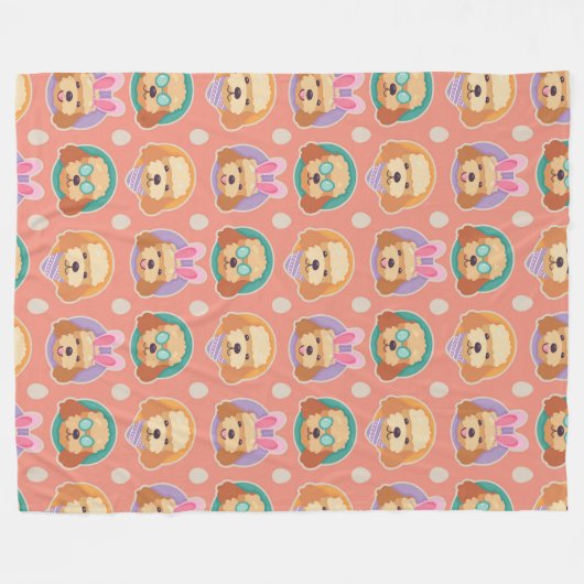 Speels Poedel Paaspatroon Fleece Deken (Voorkant (Horizontaal))