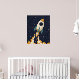 Speels raketschip - Celestial Nursery Poster