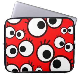 Speels Rood Knipoog Ogen Patroon Laptop Sleeve