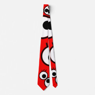 Speels Rood Oog Doodle Patroon Stropdas
