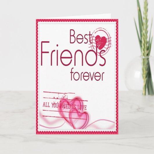 Speels Roze Rode Hart Valentijn Vriendschap Feestdagen Kaart (Voorkant)