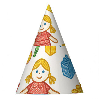 Speels Speelgoed Naadloze Doodle Art Patroon Feesthoedjes