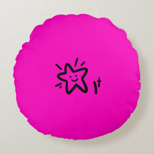 speels stergezicht Roze Baby Girl Nursery Rond Kussen