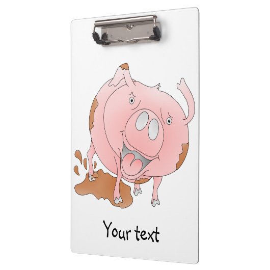 Speels varken in modderige plas klembord (Links)