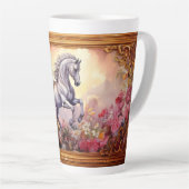 Speels wit paard latte mok (Rechterhoek)