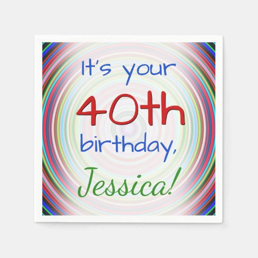 Speelse 40e verjaardag papieren servetten (Voorkant)