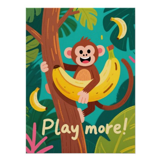 Speelse Aap Banaan Quote Ar Perfect Poster (Voorkant)