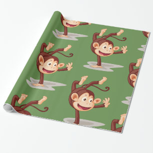 Speelse aap doet een handstand Cute dier Cadeaupapier