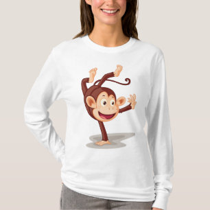 Speelse aap doet een handstand Cute dier T-shirt