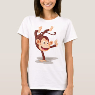 Speelse aap doet een handstand Cute dier T-shirt