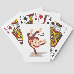 Speelse aap doet een handstand Schattig dier Pokerkaarten