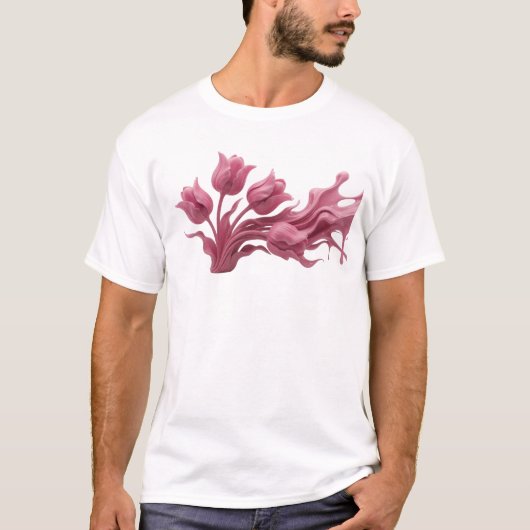 Speelse ABSTRACTE BLOEM Creatieve Print T-shirt (Voorkant)