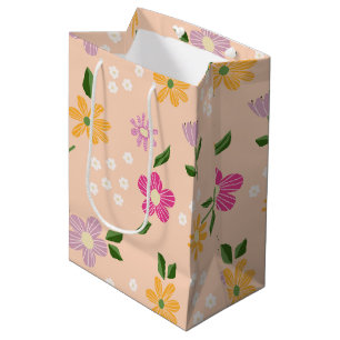 Speelse Abstracte bloemen Medium Cadeauzakje