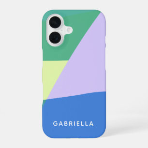 Speelse Abstracte Pastelkleur Blok Personaliseerba iPhone 16 Hoesje