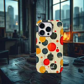 Speelse Abstracte Stippen met aangepaste naam en b Case-Mate iPhone 14 Pro Hoesje