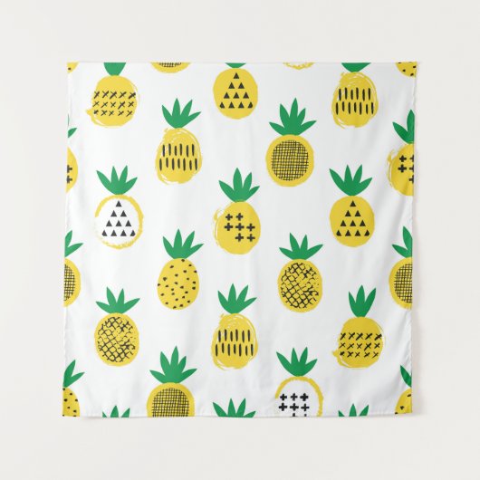 Speelse ananas: Kind-vriendelijke Vintage Wandkleed (Voorkant)