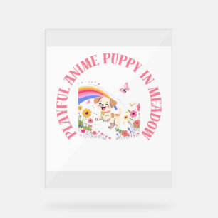 Speelse Anime Puppy in Meadow Poster