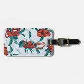 Speelse Apen Patroon van de Witte Lotus Bagagelabel (Voorkant horizontaal)