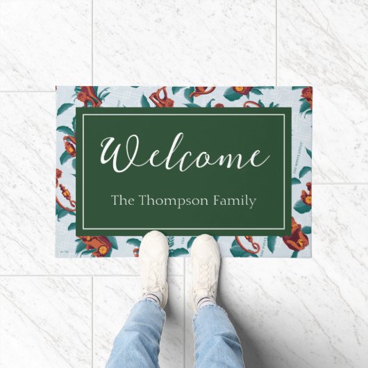 Speelse Apen Patroon van de Witte Lotus Deurmat (Binnen)