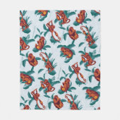 Speelse Apen Patroon van de Witte Lotus Fleece Deken (Voorkant)