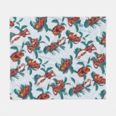 Speelse Apen Patroon van de Witte Lotus Fleece Deken (Voorkant (Horizontaal))