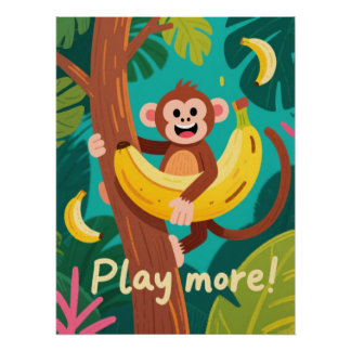 Speelse Apenbanaan Citaat Ar Perfect Poster