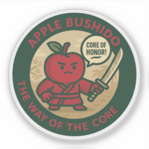 Speelse Apple Samurai Discipline Sticker
