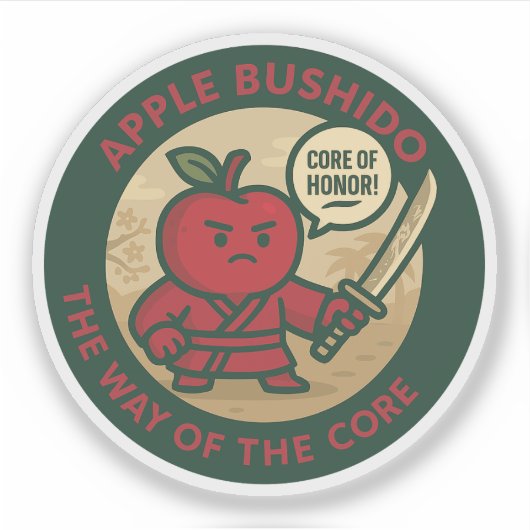 Speelse Apple Samurai Discipline Sticker (Voorkant)