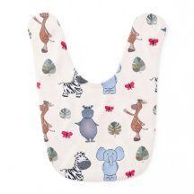 Speelse Aquarel Safari Dieren Baby Bib (v.1)