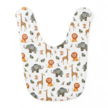 Speelse Aquarel Safari Dieren Baby Bib (v.2)