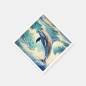 Speelse aquatische dolfijn servet (Hoek)