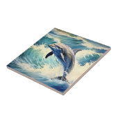 Speelse aquatische dolfijn tegeltje (Zijkant)