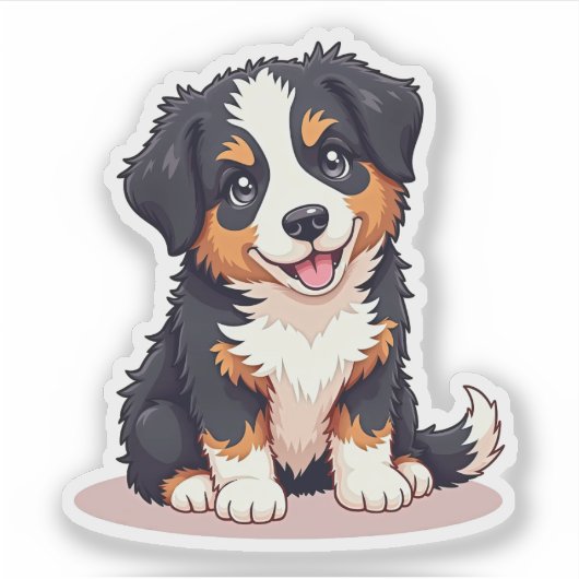 Speelse Australische Herdershond Puppy – Chibi Sti Sticker (Voorkant)