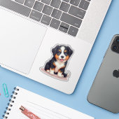 Speelse Australische Herdershond Puppy – Chibi Sti Sticker (Laptop met iPhone)