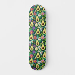 Speelse avocado's met bijen en bloemen skateboard