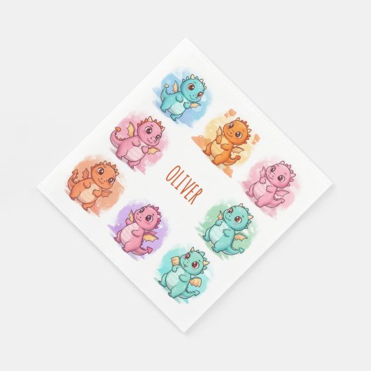 Speelse Baby Dragons gepersonaliseerd Servet (Hoek)
