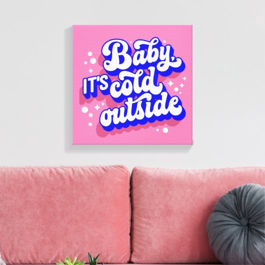 Speelse Baby, het is koud buiten het winterontwerp Canvas Afdruk (Insitu (Woonkamer))