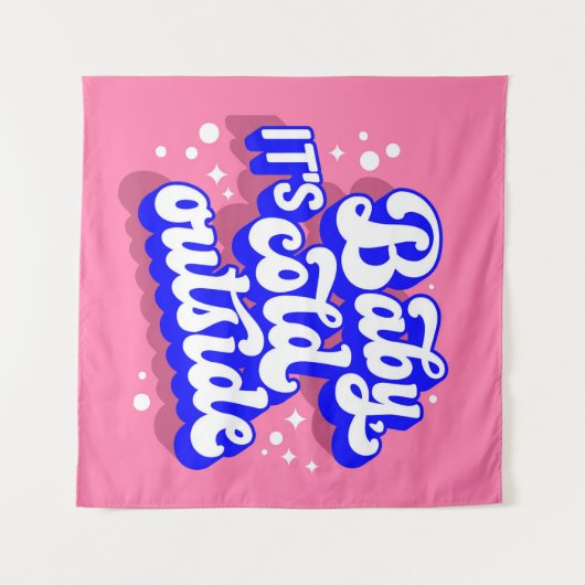 Speelse Baby, het is koud buiten het winterontwerp Wandkleed (Voorkant (horizontaal))