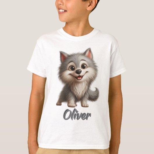 Speelse Baby Wolf -  Kinderen T-shirt (Voorkant)