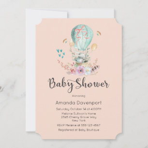 Speelse babyslak in een ballon baby shower kaart
