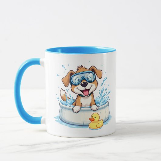 Speelse Bathing Dog Mok - Leuk cadeau voor Hondenl (Links)