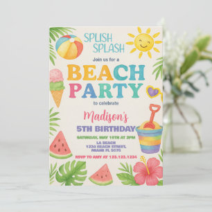 Speelse Beach Party Verjaardag Uitnodiging & Decor