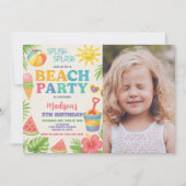 Speelse Beach Party Verjaardag Uitnodiging & Decor (Voorkant)