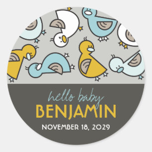 Speelse Blauwe Cartoon Hallo Sticker Eenden