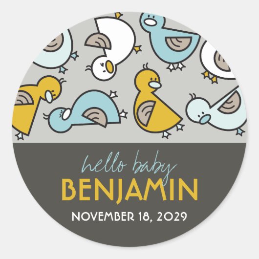 Speelse Blauwe Cartoon Hallo Sticker Eenden (Voorkant)