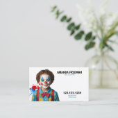 Speelse Blauwe en Witte Clown Gezicht Schilderen Visitekaartje (Staand voorkant)