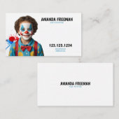 Speelse Blauwe en Witte Clown Gezicht Schilderen Visitekaartje (Voorkant / Achterkant)