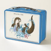 Speelse Blauwe Whimsical Rivierotter Spat Schattig (Achterkant)