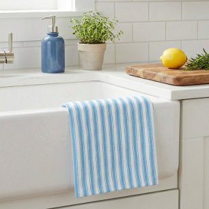 Speelse Blauwe Witte Streep Preppy Theedoek