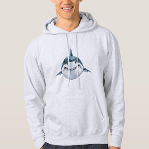 Speelse Blauwgroen Cartoon Shark Illustration Hoodie